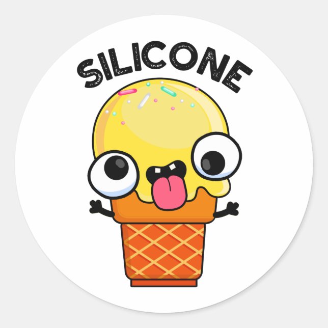 Sticker Rond Silicone Funny Crème de glace Cone Pun (Devant)