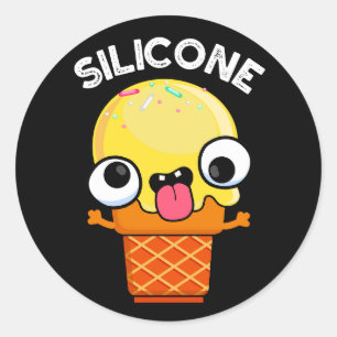 Sticker Rond Silicone Funny Crème de glace Cone Pun Dark BG