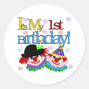 Sticker Rond Silly Clowns 1er anniversaire
