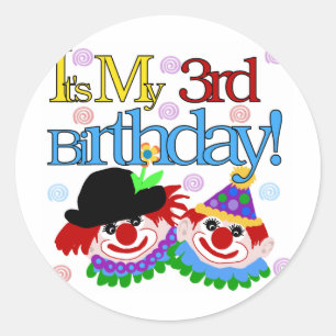 Sticker Rond Silly Clowns 3e Anniversaire Tshirts et cadeaux