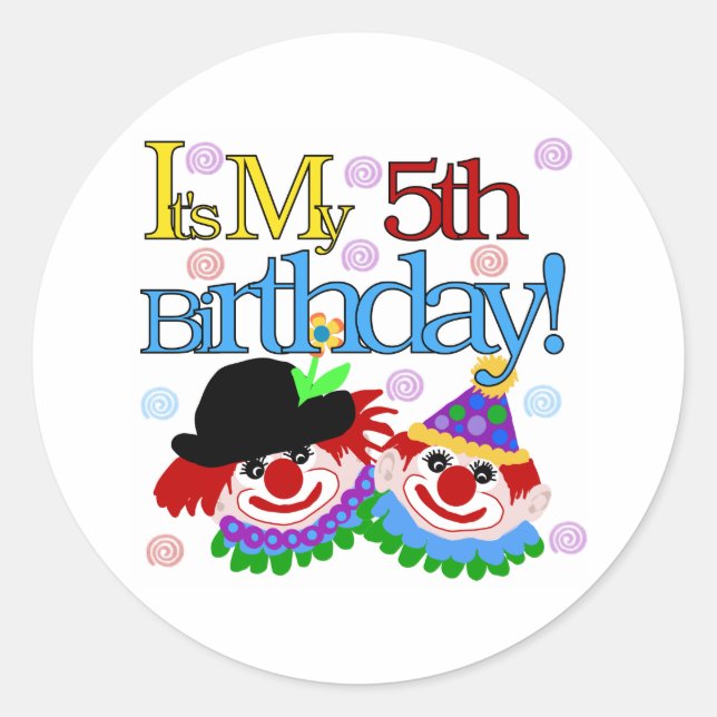 Sticker Rond Silly Clowns 5e anniversaire (Devant)