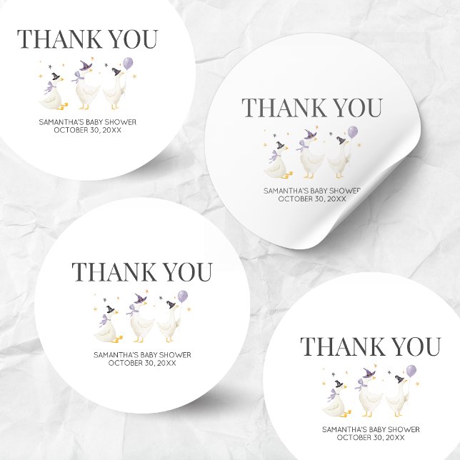 Sticker Rond Silly Goose Baby Shower (Halloween Little Silly Goose Baby Shower Sticker)
