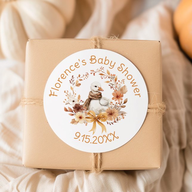 Sticker Rond Silly Goose Rustic Bow Baby shower Thank you (Créateur téléchargé)