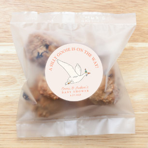 Sticker Rond Silly Goose sur le chemin Baby shower