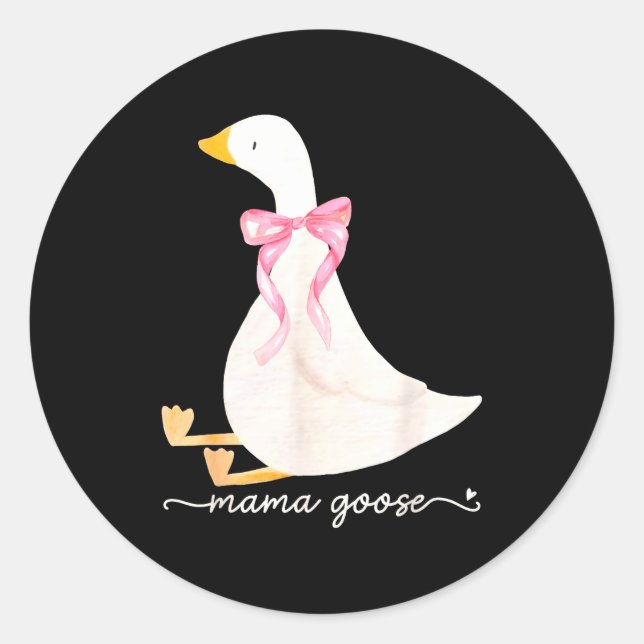 Sticker Rond Silly Mama Goose Daddy Goose Matching Goose Family (Devant)