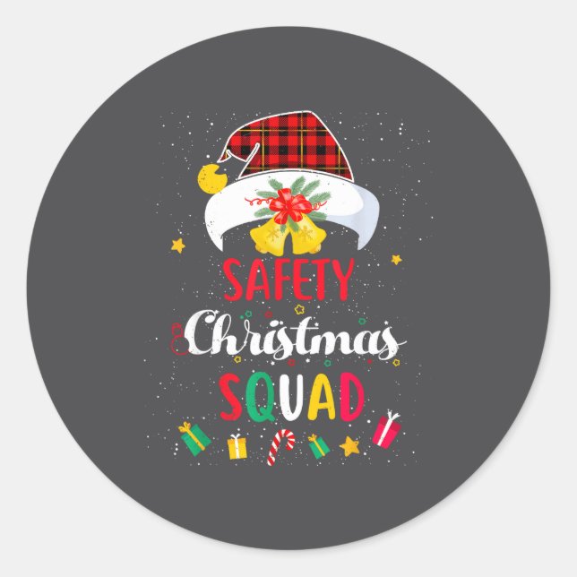 Sticker Rond Silly Santa Match Hat Safety Squad Security (Devant)