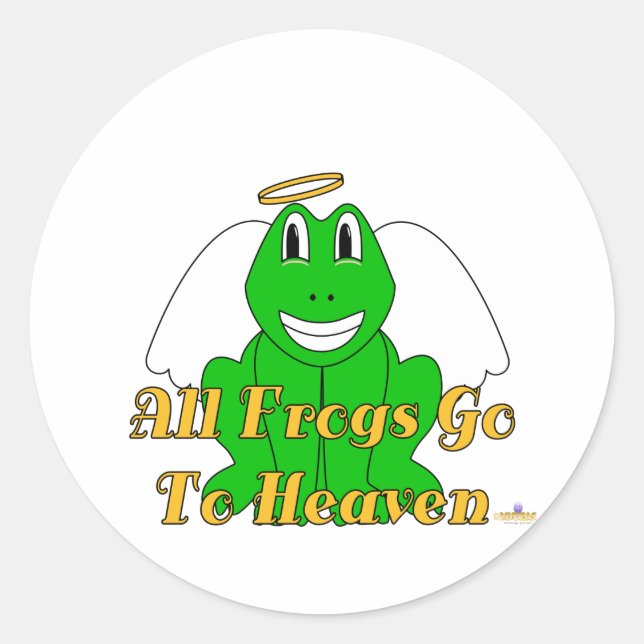 Sticker Rond Silly Souriant Grenouille verte Angel Toutes les g (Devant)