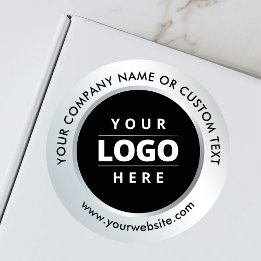 Sticker Rond Silver Black Business Logo Shipping Promotional