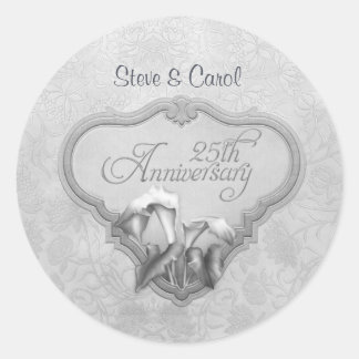 Sticker Rond Silver Calla 25e anniversaire du Mariage
