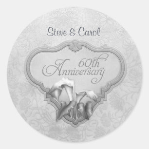 Sticker Rond Silver Calla 60e anniversaire du Mariage
