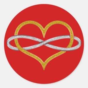 Sticker Rond Silver d'or Heart Infinity
