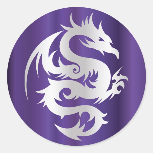 Sticker Rond Silver Dragon on Imperial Purple (Devant)