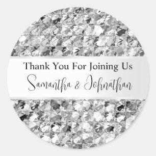 Sticker Rond Silver étincelant fausse feuille aluminium glam mé