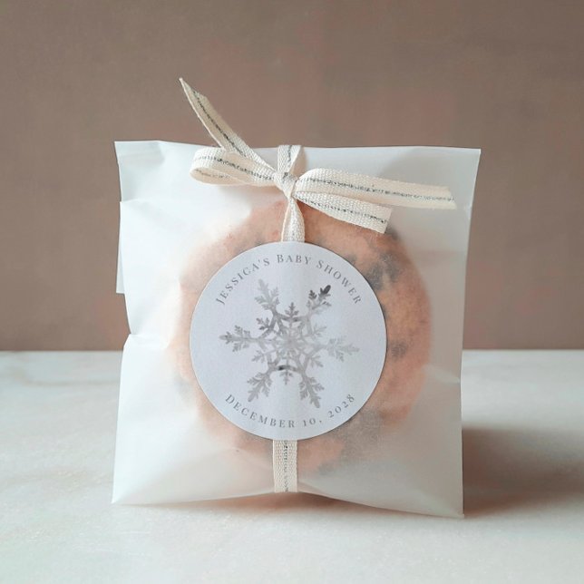 Sticker Rond Silver Faux Glittery Snowflake Noël (Créateur téléchargé)