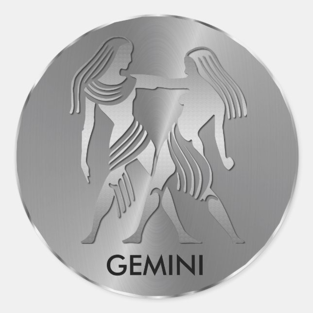 Sticker Rond Silver Gemini les jumeaux - Signe Zodiac (Devant)