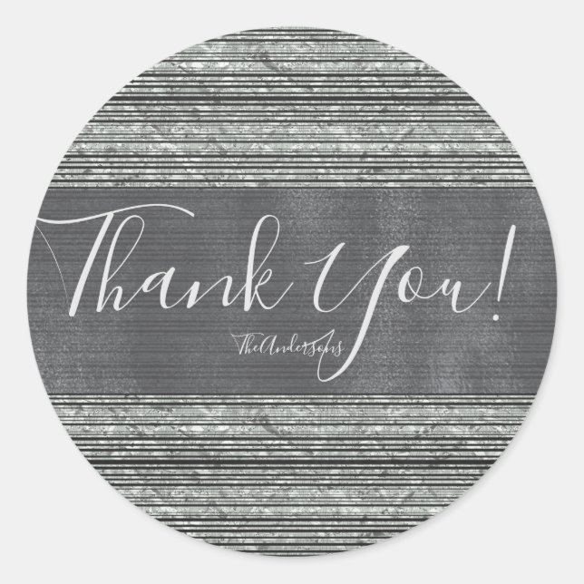 Sticker Rond Silver Glam Moderne Chic Mariage tendance Favorise (Devant)