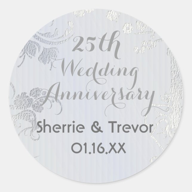Sticker Rond Silver Glimmer Enregistrer la date (Devant)