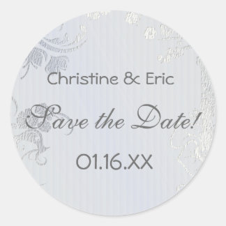 Sticker Rond Silver Glimmer Enregistrer la date