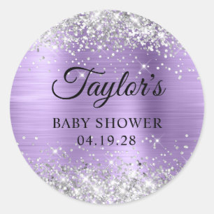 Sticker Rond Silver Glitter Lumière Purple Foil Douche bébé