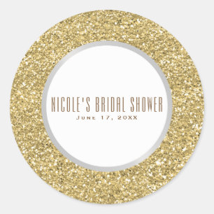 Sticker Rond Silver Grey Gold Parties scintillant Élégant maria