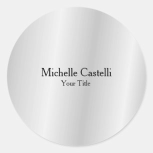 Sticker Rond Silver Grey Professionnel Unique Classique Simple