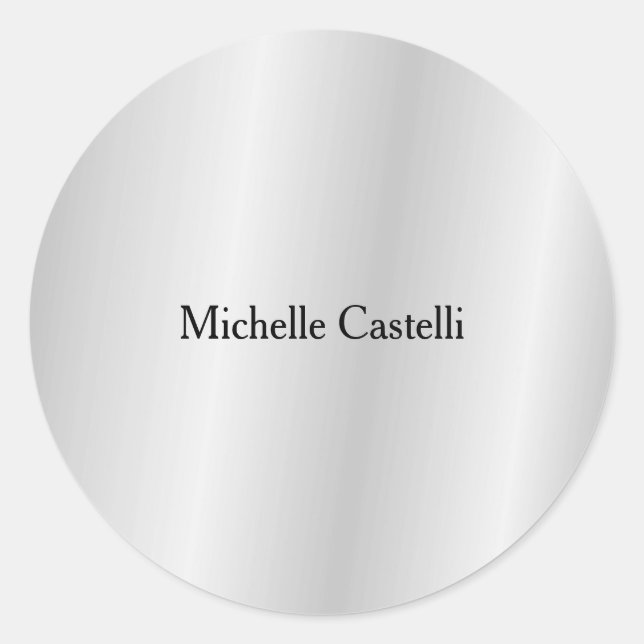 Sticker Rond Silver Grey Professionnel Unique Classique Simple (Devant)