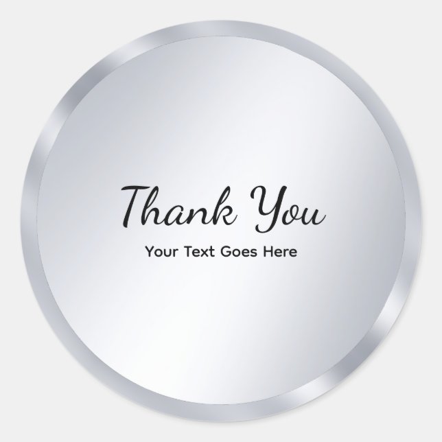 Sticker Rond Silver Look Blank Template Elegant Thank You (Devant)