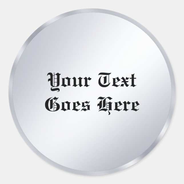Sticker Rond Silver Look Classic Vieux Style Texte Calligraphie (Devant)