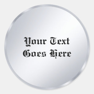 Sticker Rond Silver Look Classic Vieux Style Texte Calligraphie