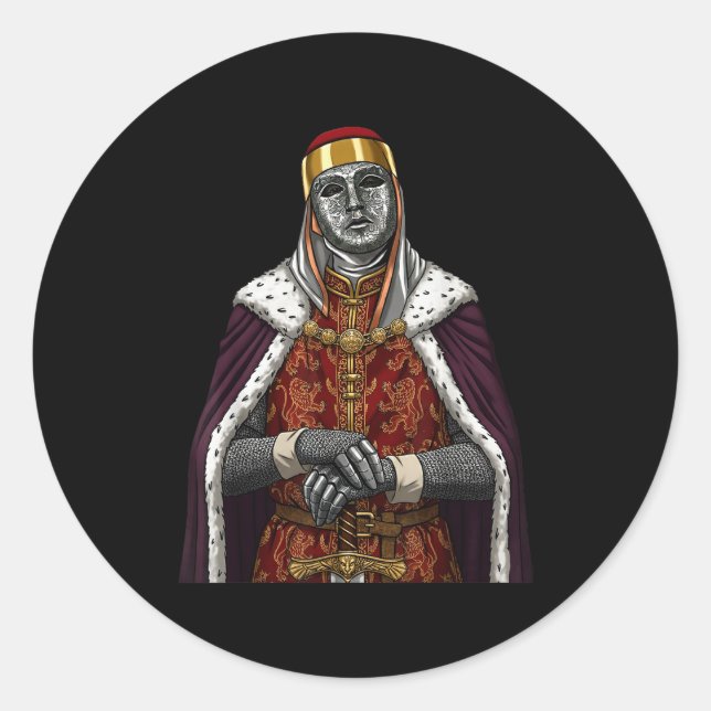 Sticker Rond Silver Mask King Baldwin Iv Golden Mask Medieval A (Devant)