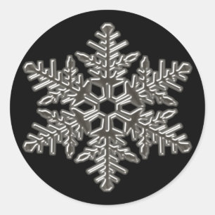 Sticker Rond Silver Metal Deco Snow Fall Snowflakes