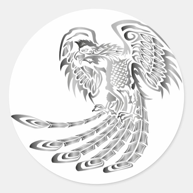 Sticker Rond Silver Phoenix Rising (Devant)