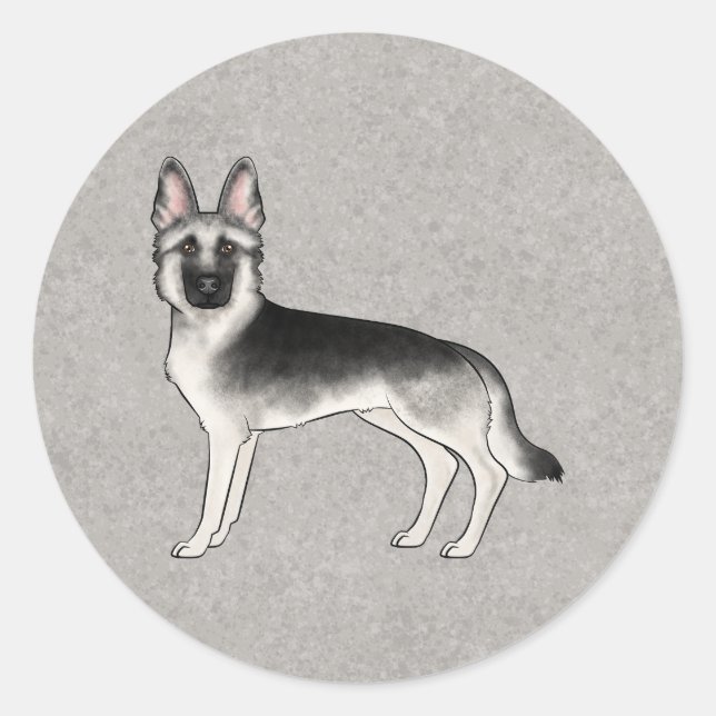 Sticker Rond Silver Sable German Shepherd'un joli chien de dess (Devant)