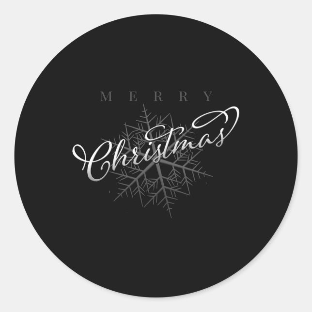 Sticker Rond Silver Snowflake Merry Christmas T Shirt  (Devant)