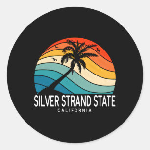 Sticker Rond Silver Strand State Beach California Tropical Beac