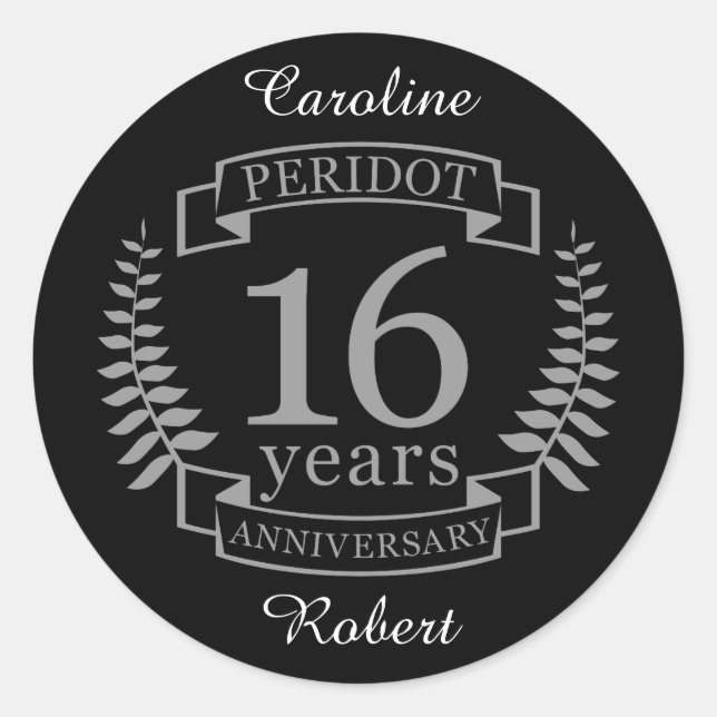 Sticker Rond Silver Traditional wedding anniversary 16 ans (Devant)