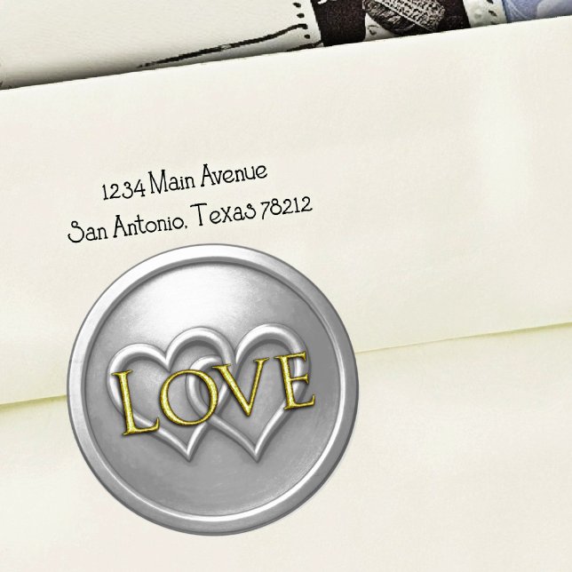 Sticker Rond Silver Two Hearts Intertwined Wedding (Créateur téléchargé)