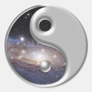 Sticker Rond Silver Ying Yang Galaxy Espace
