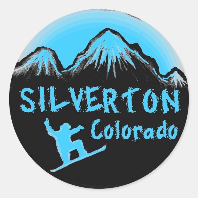 Sticker Rond Silverton Colorado skieur artistique (Devant)