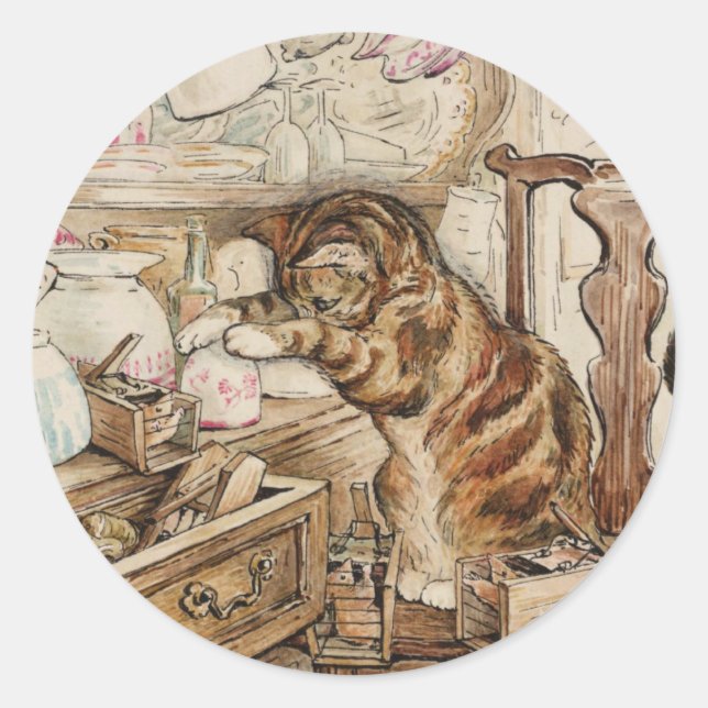 Sticker Rond Simpkin Chat Ménage Par Beatrix Potter (Devant)