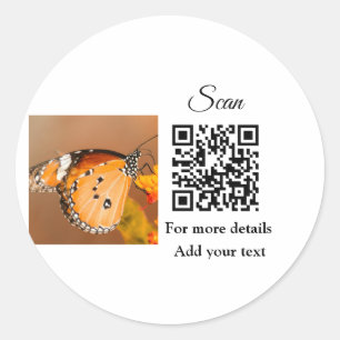 Sticker Rond Simple animal name details QR code add text photo