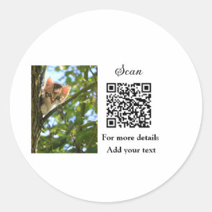 Sticker Rond Simple animal name details QR code add text photo