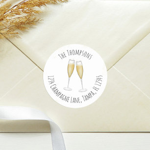 Sticker Rond Simple aquarelle adresse de retour Champagne Migno