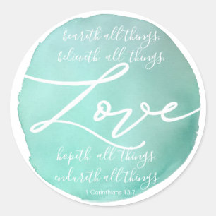 Sticker Rond Simple aquarelle Écriture religieuse d'amour
