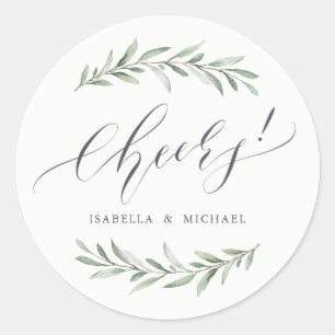 Sticker Rond Simple aquarelle verte Calligraphie acclamer