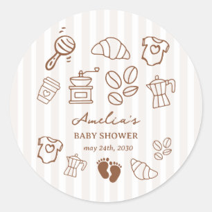 Sticker Rond Simple Baby Is Brewing Doodle Fête de Naissance Ca