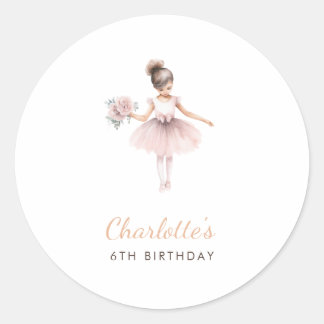 Sticker Rond Simple Ballerina Elegant Aquarelle Anniversaire Fa