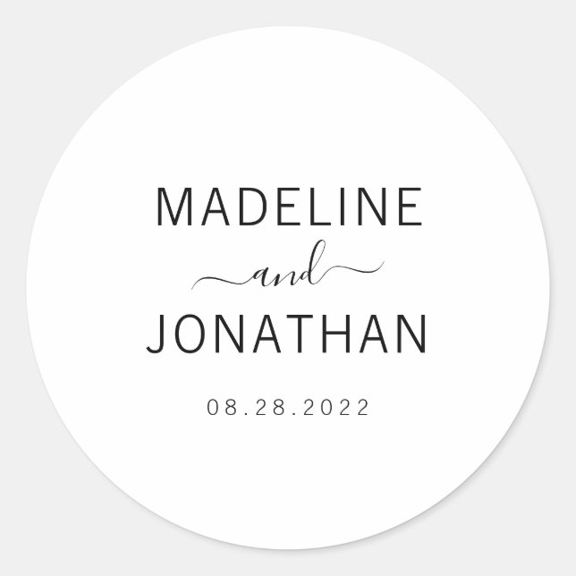 Sticker Rond Simple Blanc Mariage Couple Classique (Devant)