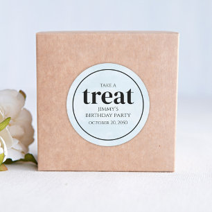 Sticker Rond Simple Bleu d'anniversaire Personnalisé