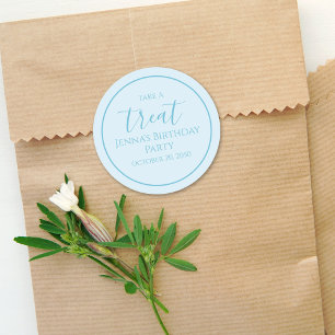 Sticker Rond Simple Blue Anniversaire Calligraphie Cute Étiquet